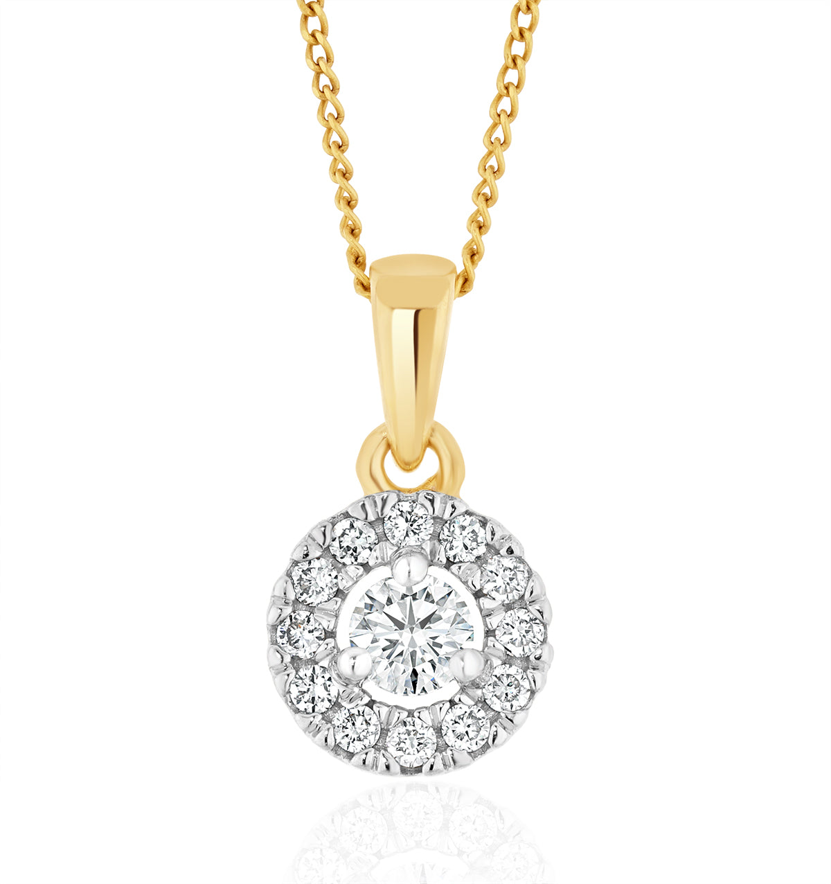 Lab Diamond Halo Pendant Necklace 0.25ct H/Si in 9K Gold